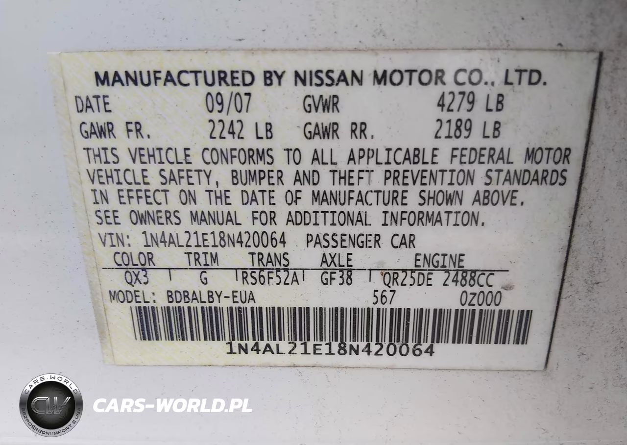 2008 Nissan Altima 2.5 S VIN:1N4AL21E18N420064 - 9