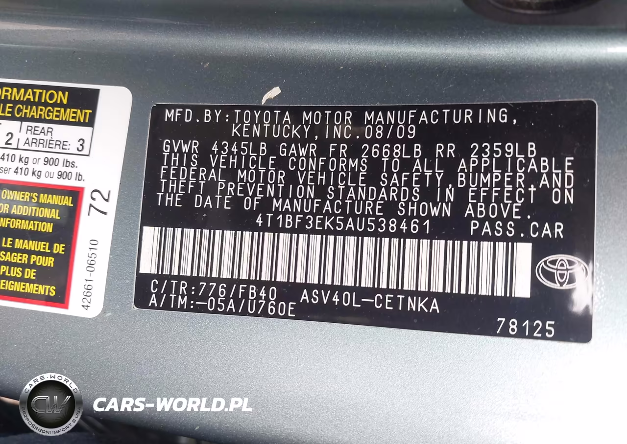 2010 Toyota Camry Le VIN:4T1BF3EK5AU538461 - 9