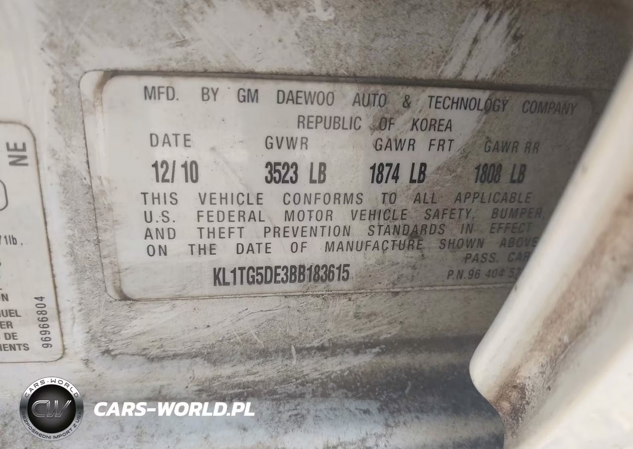 2011 Chevrolet Aveo 2Lt VIN:KL1TG5DE3BB183615 - 9