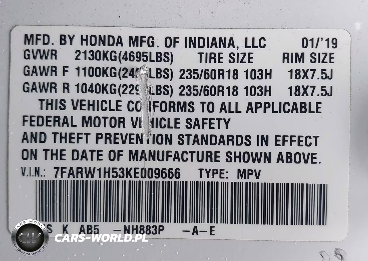 2019 Honda Cr-V Ex VIN:7FARW1H53KE009666 - 9