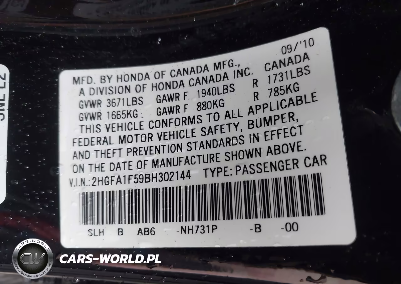2011 Honda Civic Lx VIN:2HGFA1F59BH302144 - 9