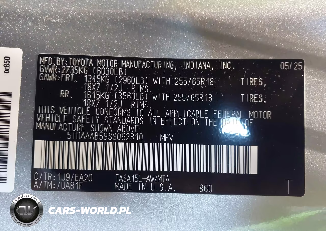 2025 Toyota Grand Highlander Xle VIN:5TDAAAB59SS092810 - 9