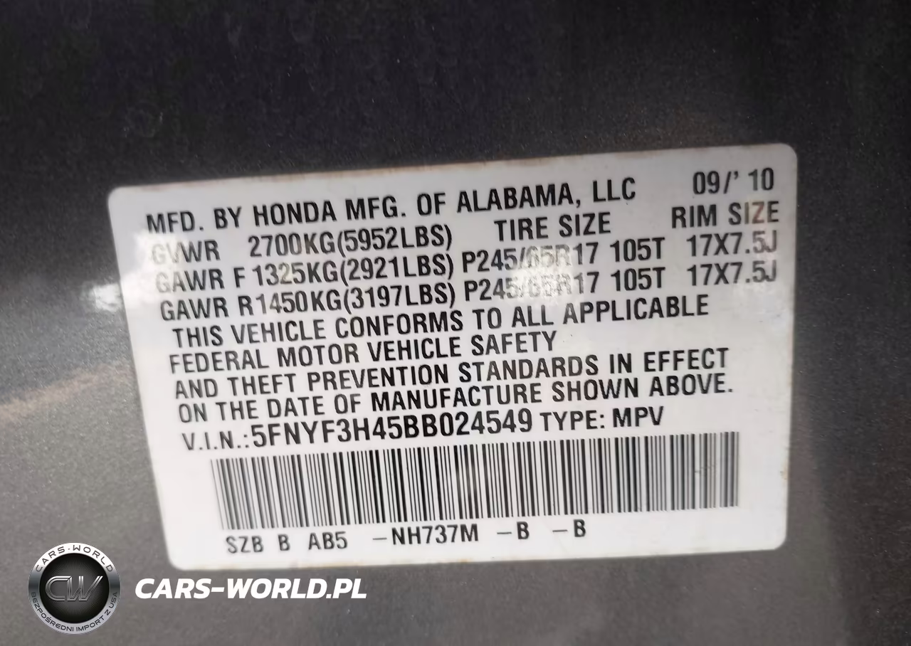 2011 Honda Pilot Ex VIN:5FNYF3H45BB024549 - 9