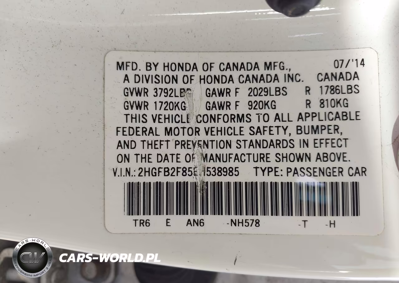 2014 Honda Civic Ex VIN:2HGFB2F85EH538985 - 9