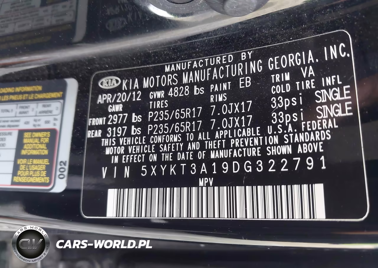 2013 Kia Sorento Lx VIN:5XYKT3A19DG322791 - 9
