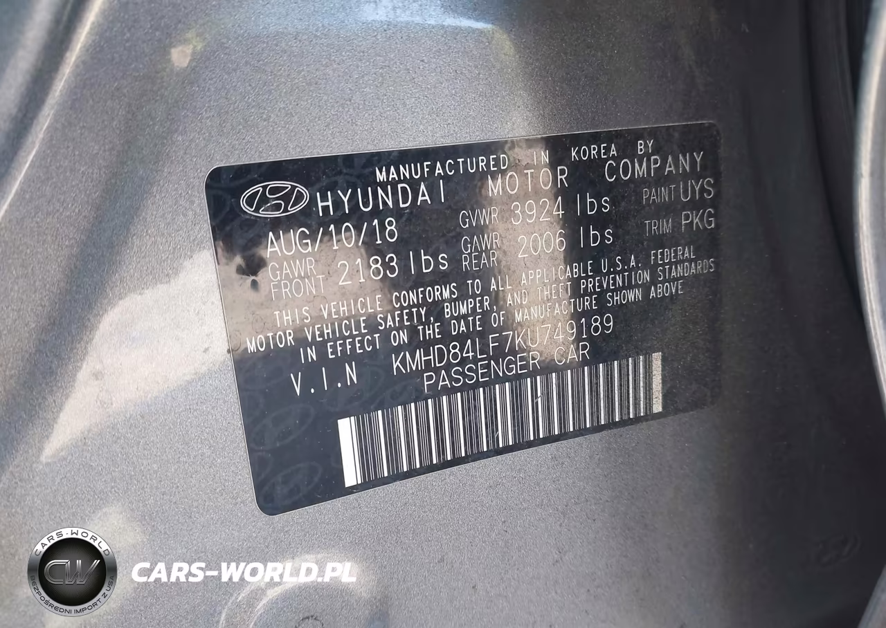 2019 Hyundai Elantra Sel VIN:KMHD84LF7KU749189 - 9