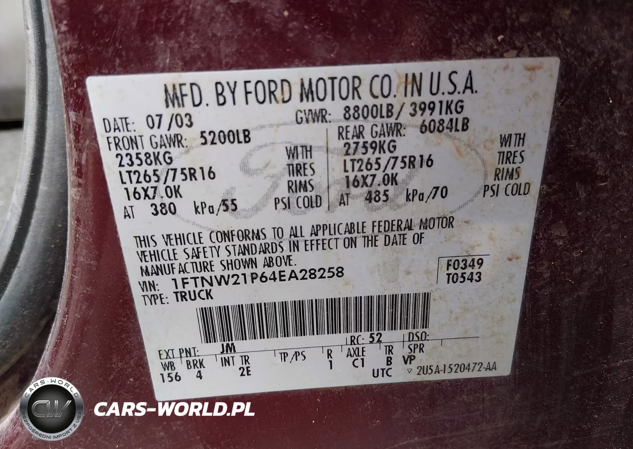 2004 Ford F-250 Lariat-Xl-Xlt VIN:1FTNW21P64EA28258 - 9