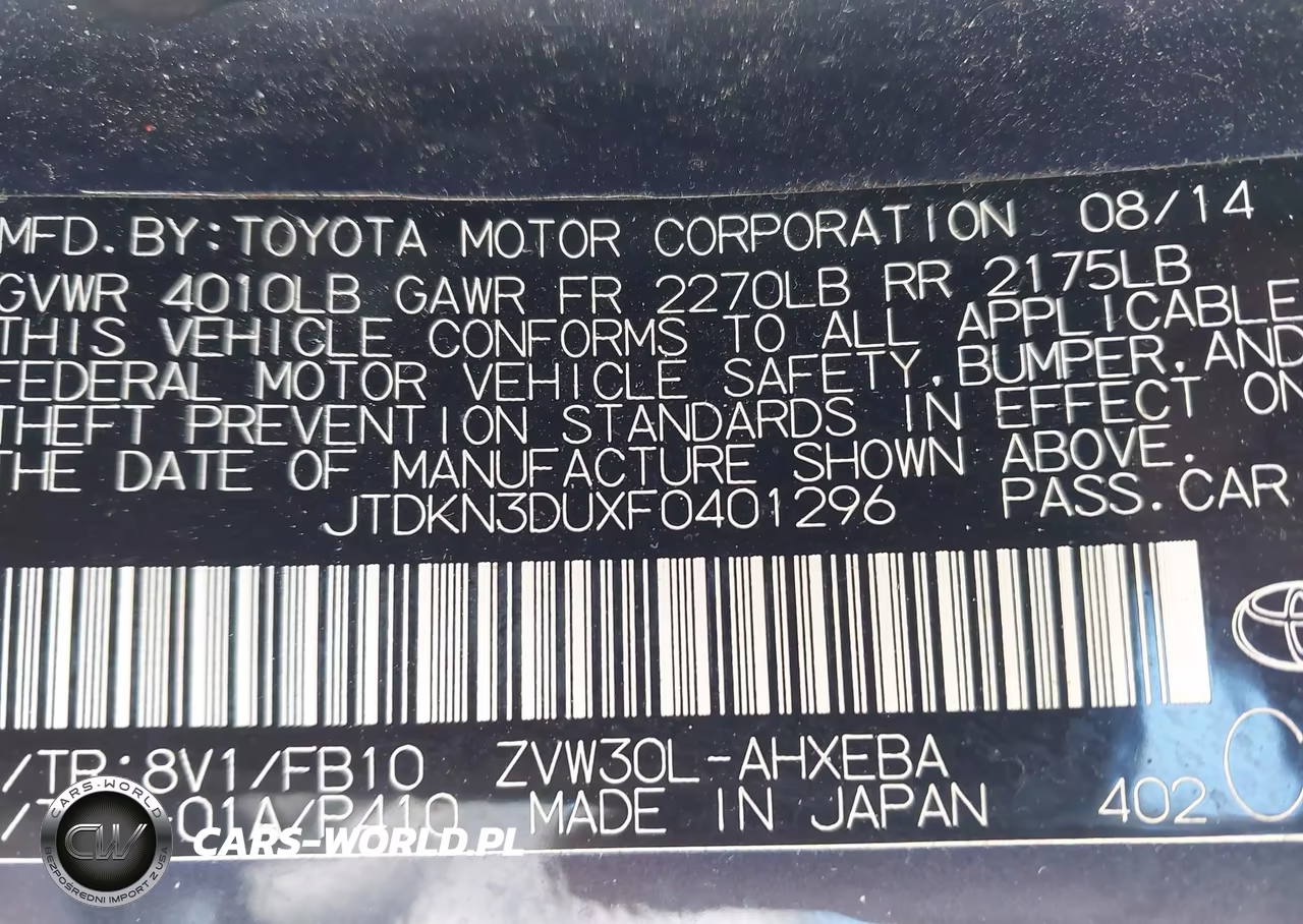 2015 Toyota Prius Two VIN:JTDKN3DUXF0401296 - 9