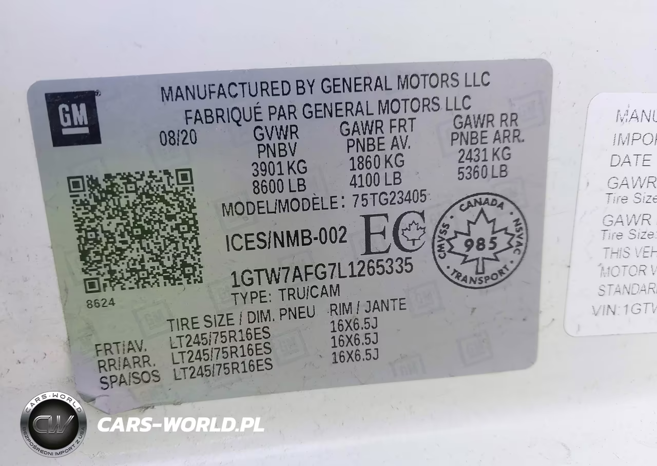 2020 GMC Savana 2500 Work Van VIN:1GTW7AFG7L1265335 - 9