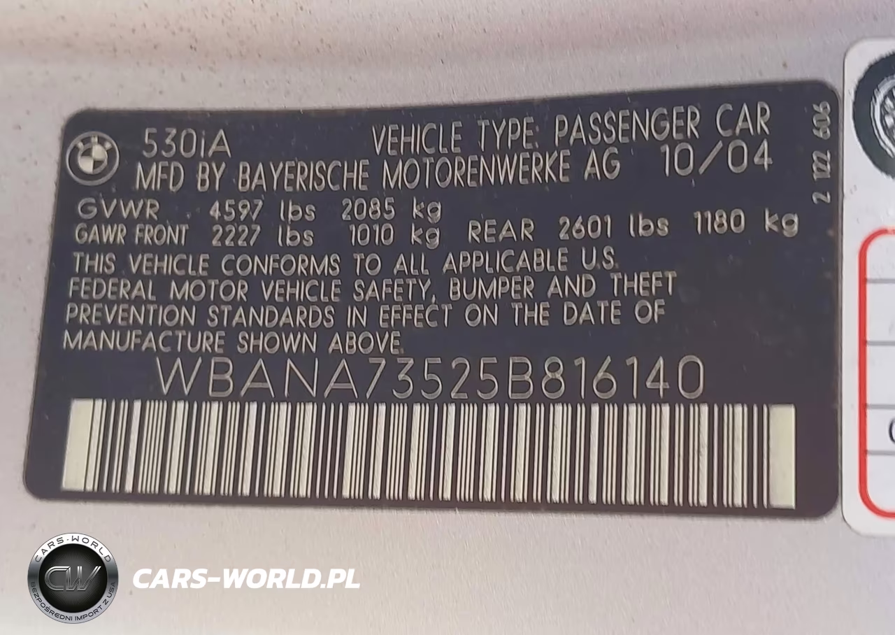 2005 BMW 530I VIN:WBANA73525B816140 - 9