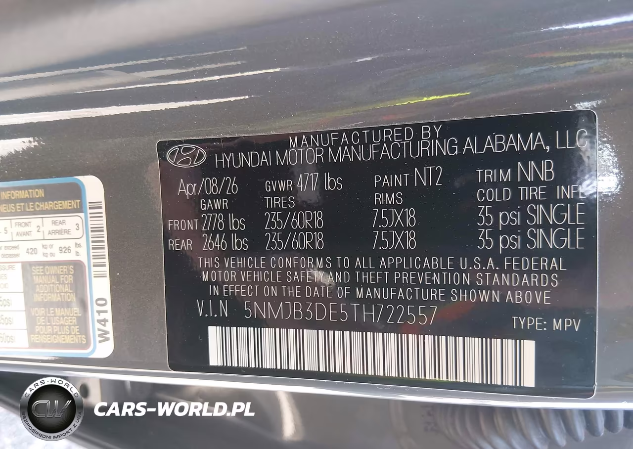2026 Hyundai Tucson Sel VIN:5NMJB3DE5TH722557 - 9