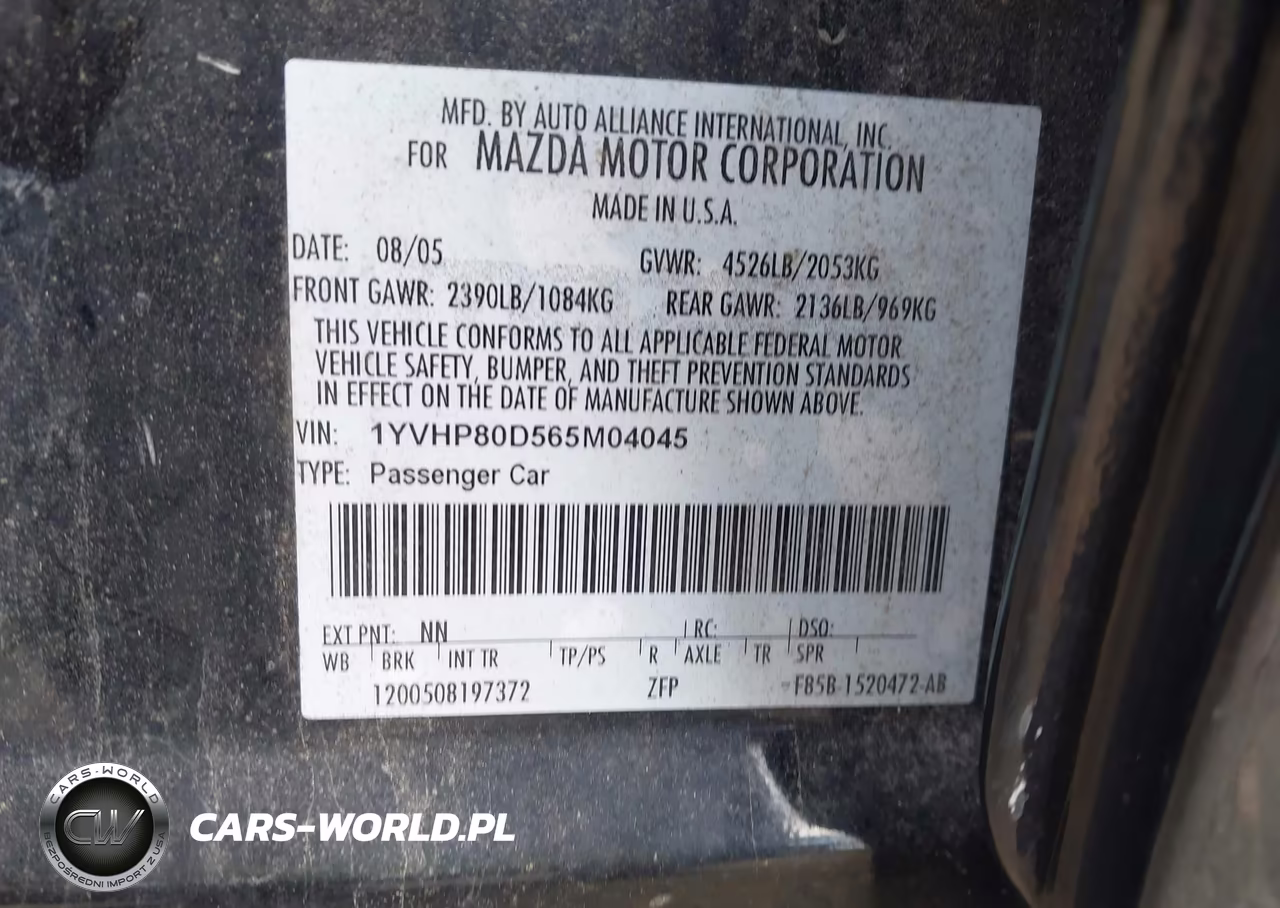 2006 Mazda Mazda6 Grand Touring S VIN:1YVHP80D565M04045 - 9