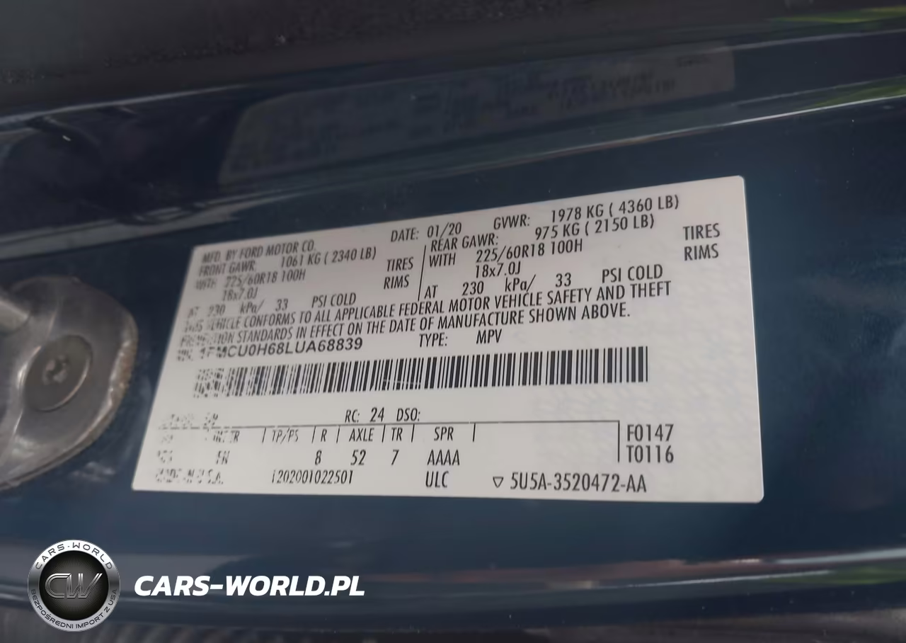 2020 Ford Escape Sel VIN:1FMCU0H68LUA68839 - 9
