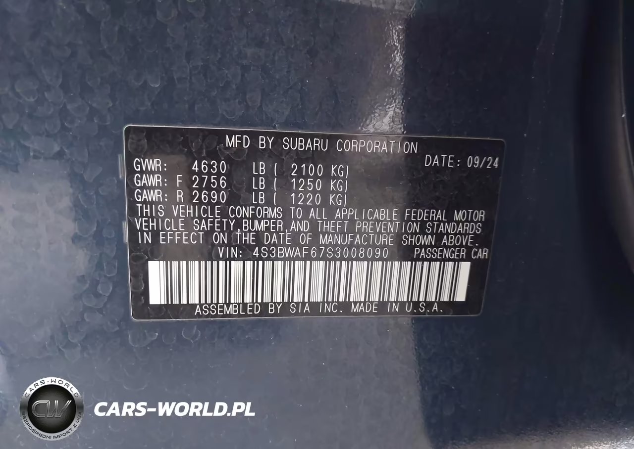 2025 Subaru Legacy Premium VIN:4S3BWAF67S3008090 - 9