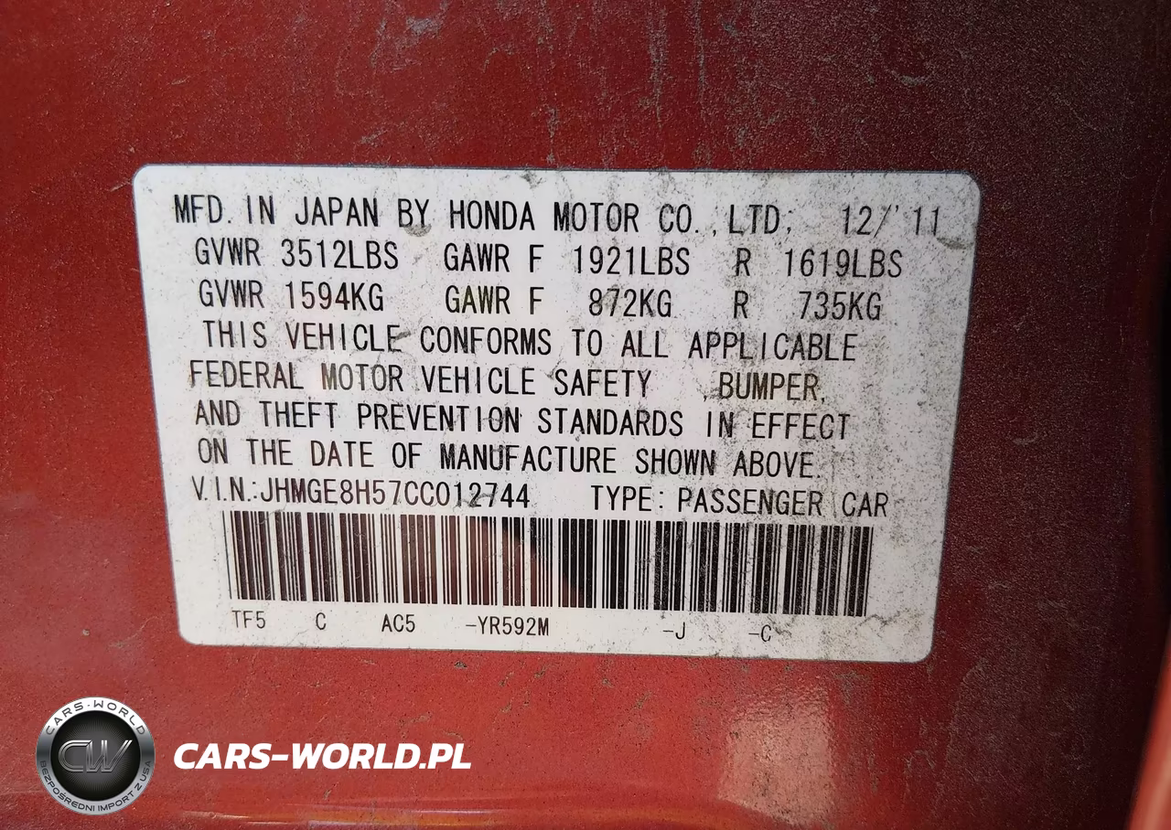 2012 Honda Fit Sport VIN:JHMGE8H57CC012744 - 9