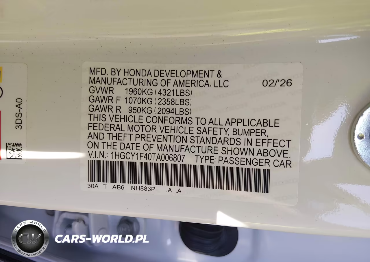 2026 Honda Accord Se VIN:1HGCY1F40TA006807 - 9