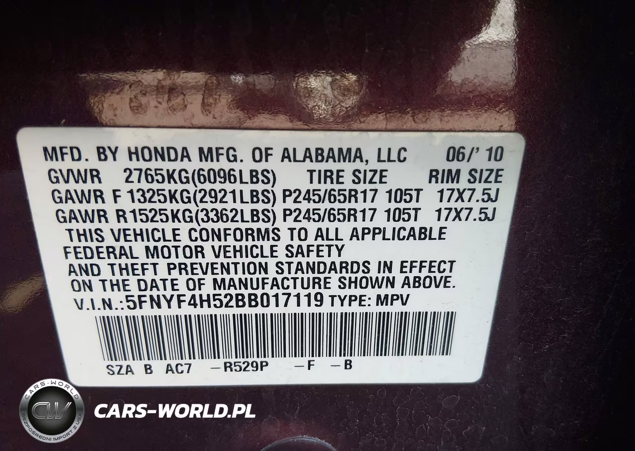 2011 Honda Pilot Ex-L VIN:5FNYF4H52BB017119 - 9