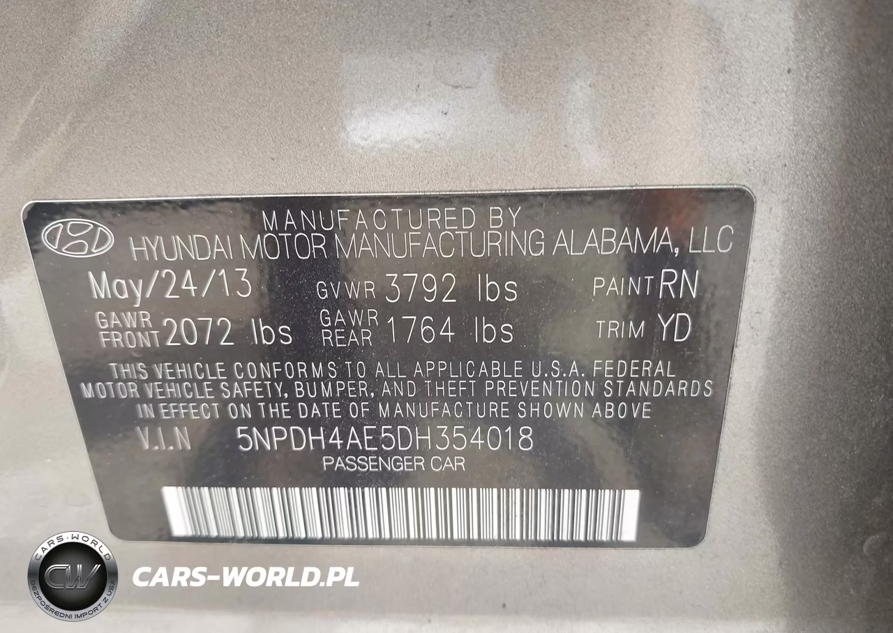 2013 Hyundai Elantra Gls VIN:5NPDH4AE5DH354018 - 9