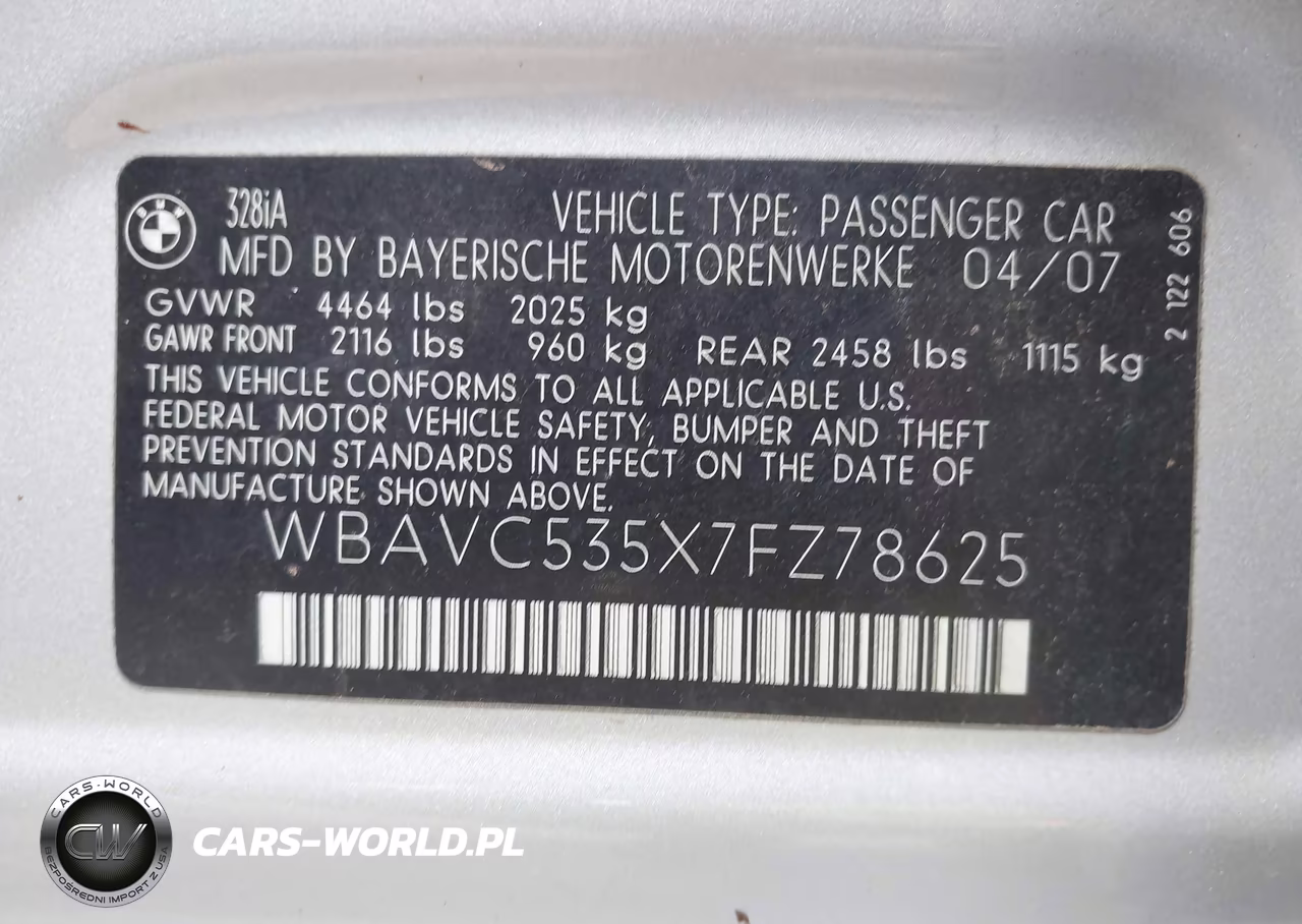 2007 BMW 328I VIN:WBAVC535X7FZ78625 - 9