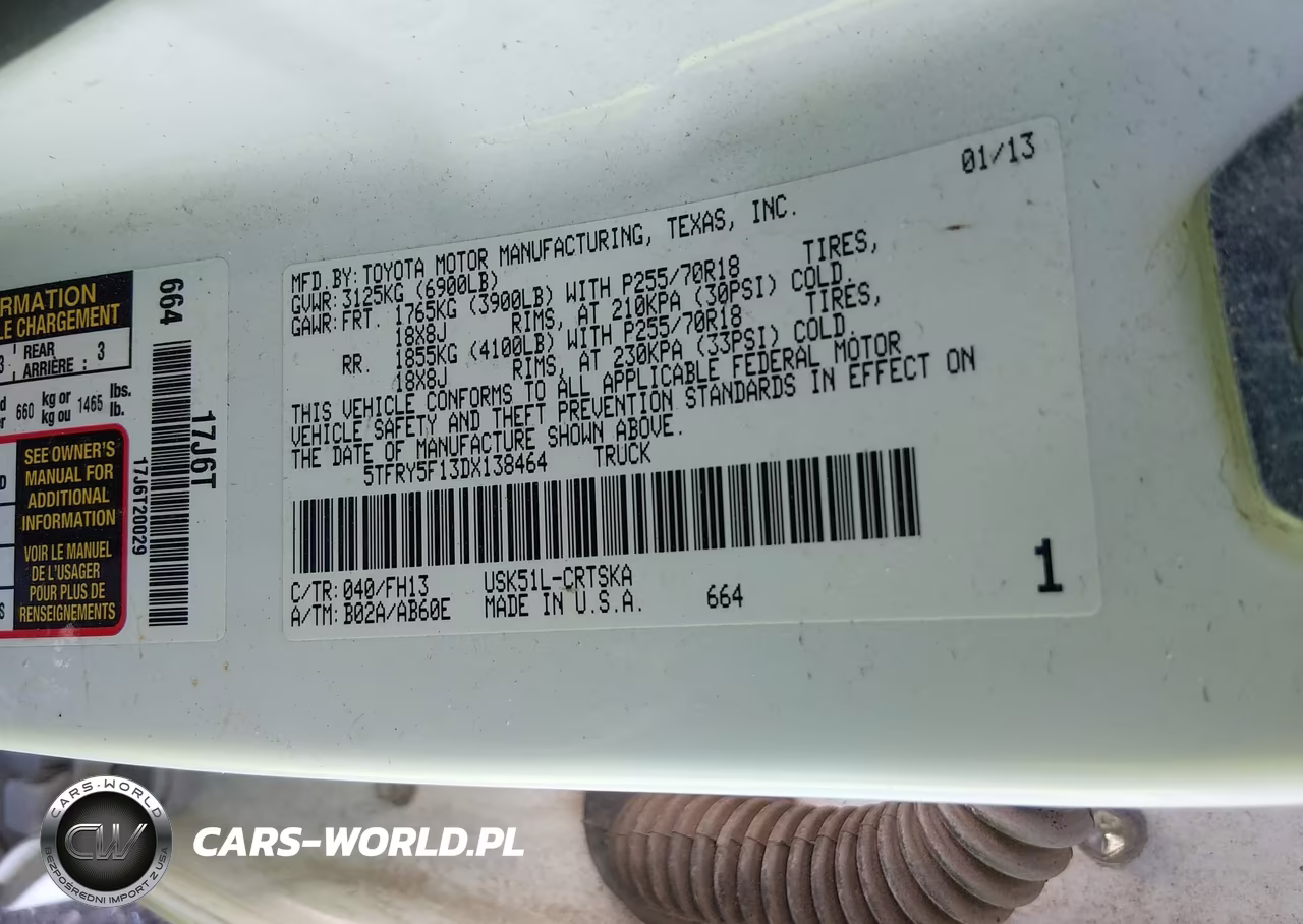 2013 Toyota Tundra Grade 5.7L V8 VIN:5TFRY5F13DX138464 - 9