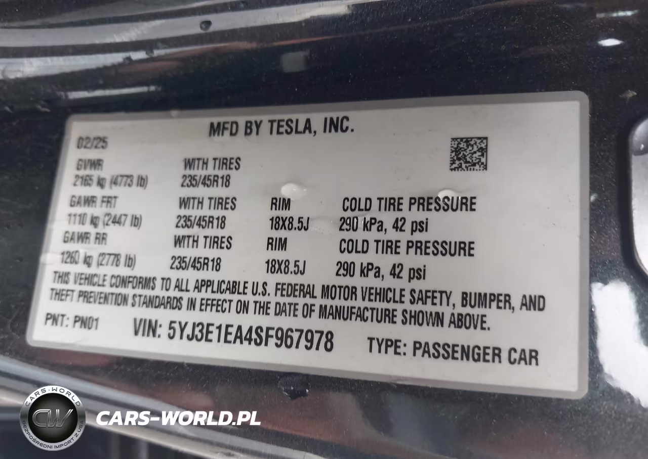 2025 Tesla Model 3 Long Range Rear-Wheel Drive-Standard Rear-Wheel Drive VIN:5YJ3E1EA4SF967978 - 9