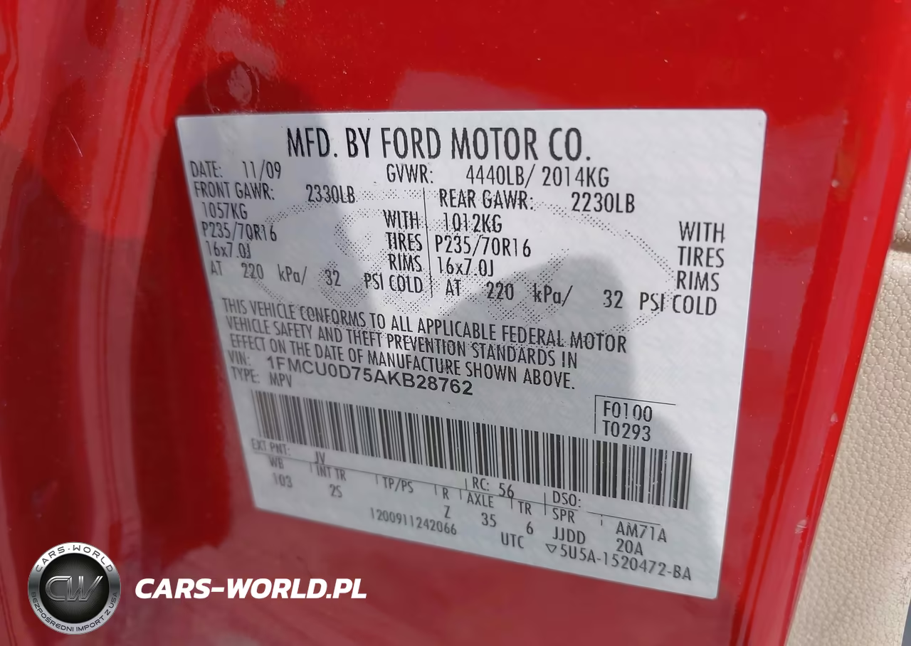 2010 Ford Escape Xlt VIN:1FMCU0D75AKB28762 - 9
