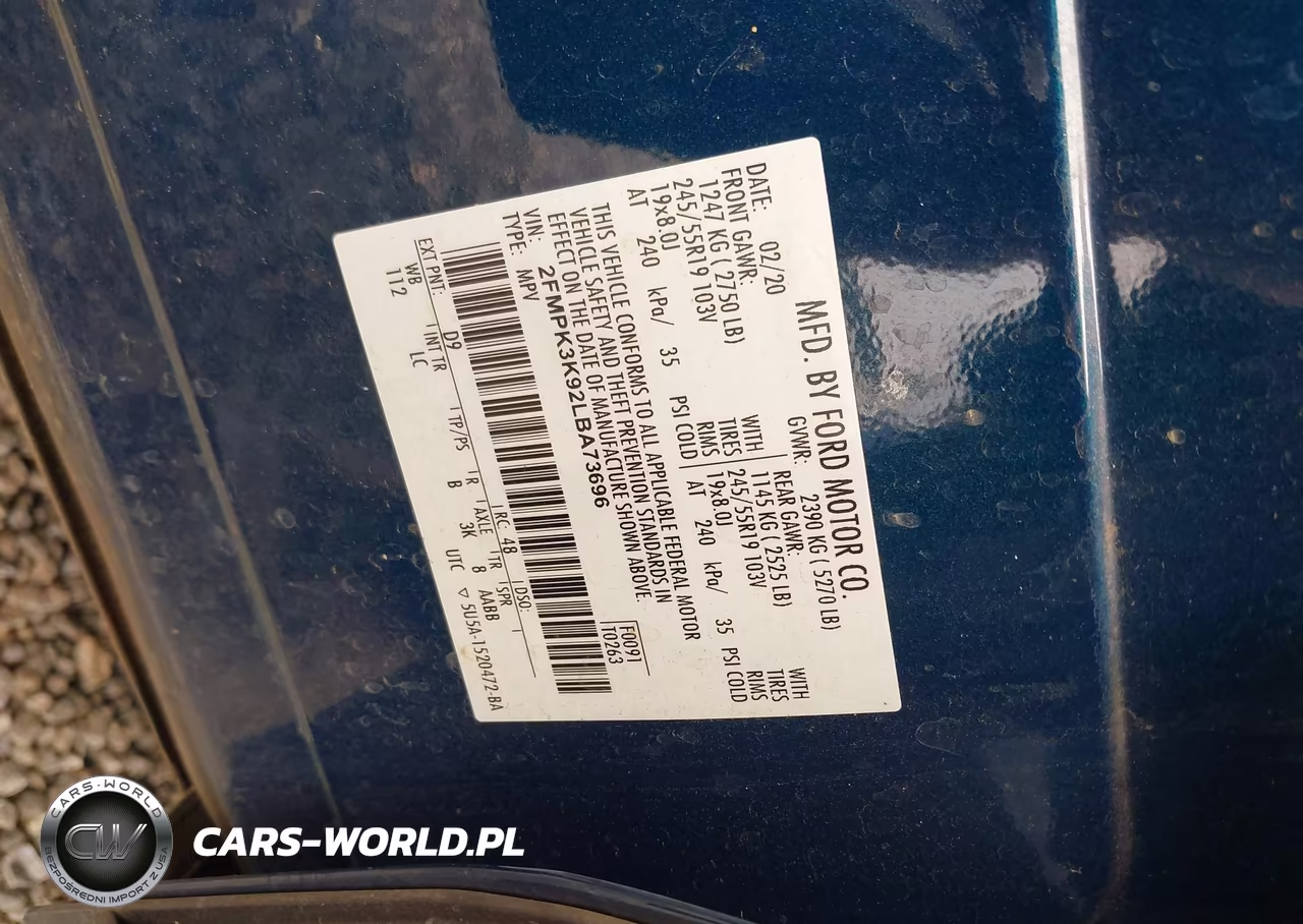 2020 Ford Edge Titanium VIN:2FMPK3K92LBA73696 - 9