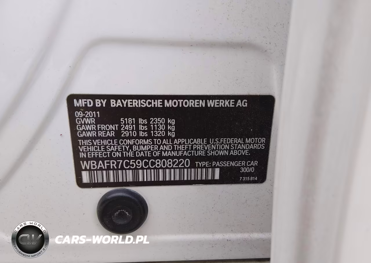 2012 BMW 535I VIN:WBAFR7C59CC808220 - 9