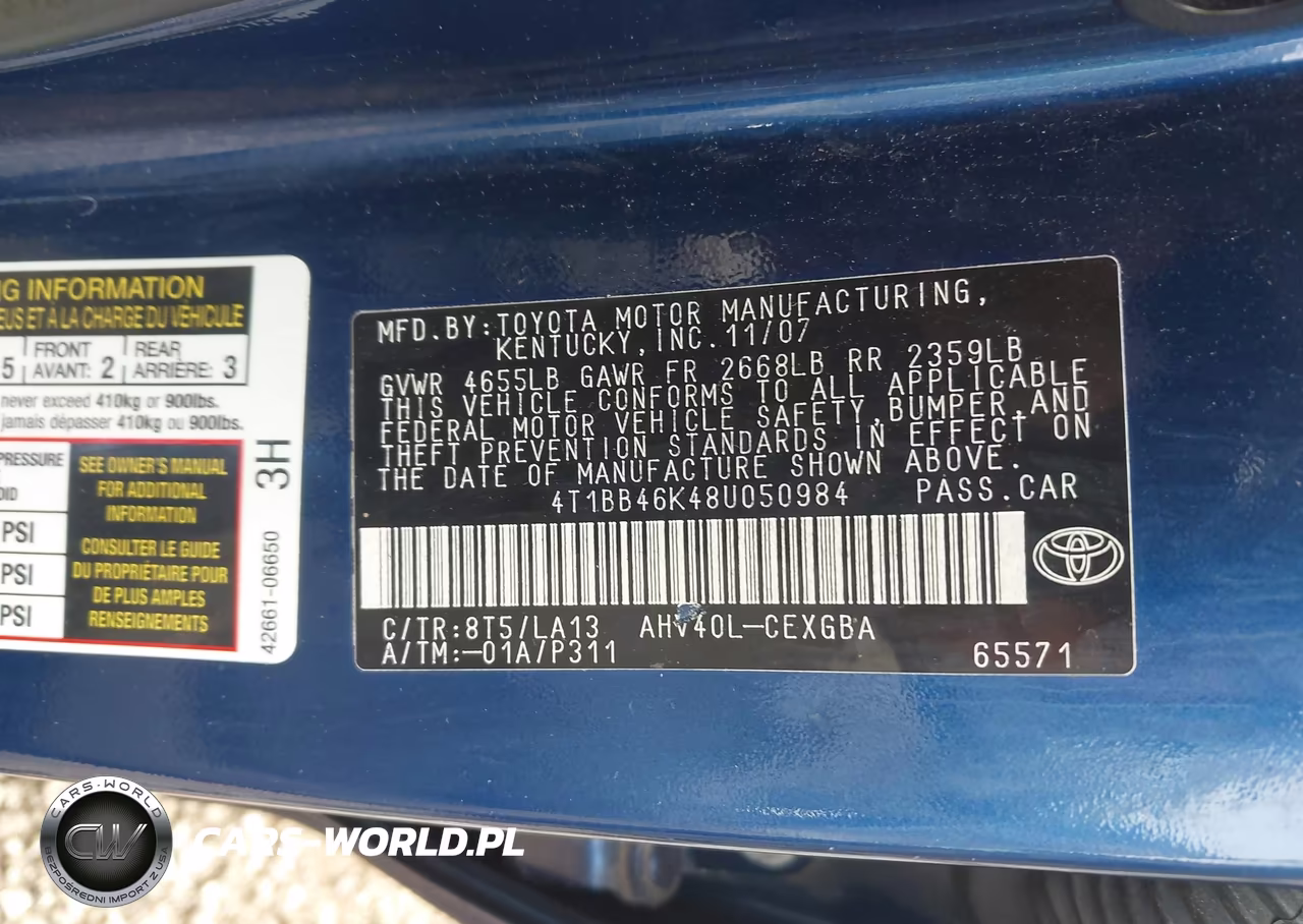 2008 Toyota Camry Hybrid VIN:4T1BB46K48U050984 - 9