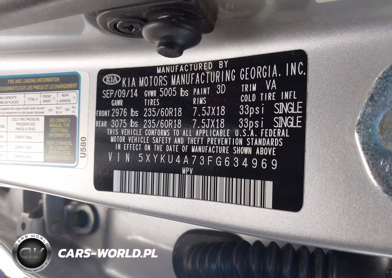 2015 Kia Sorento Ex V6 VIN:5XYKU4A73FG634969 - 9