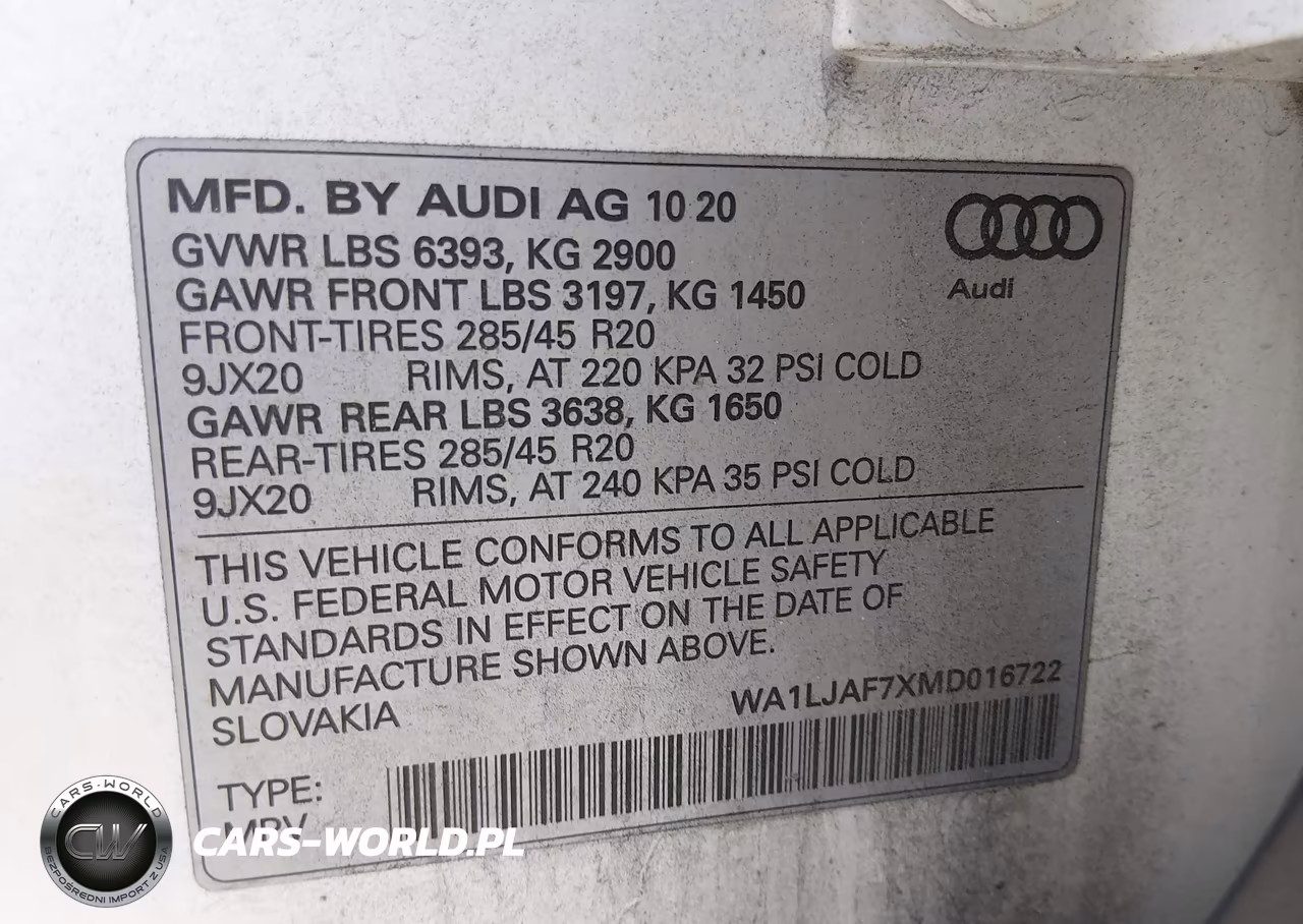 2021 Audi Q7 Premium Plus 45 Tfsi Quattro Tiptronic VIN:WA1LJAF7XMD016722 - 9