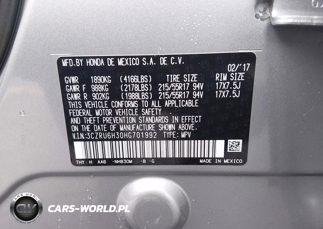 2017 Honda Hr-V Lx VIN:3CZRU6H30HG701992 - 9