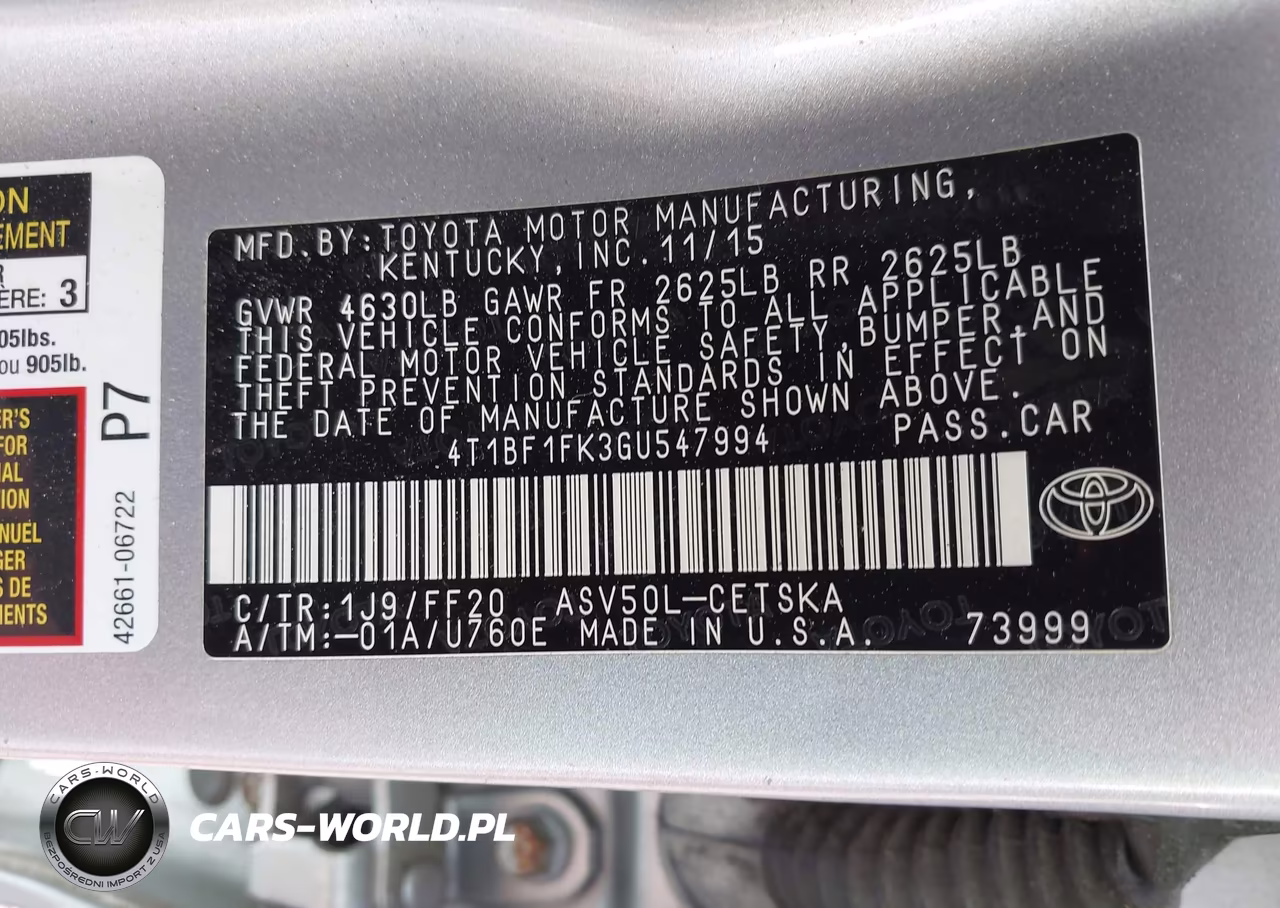 2016 Toyota Camry Se VIN:4T1BF1FK3GU547994 - 9