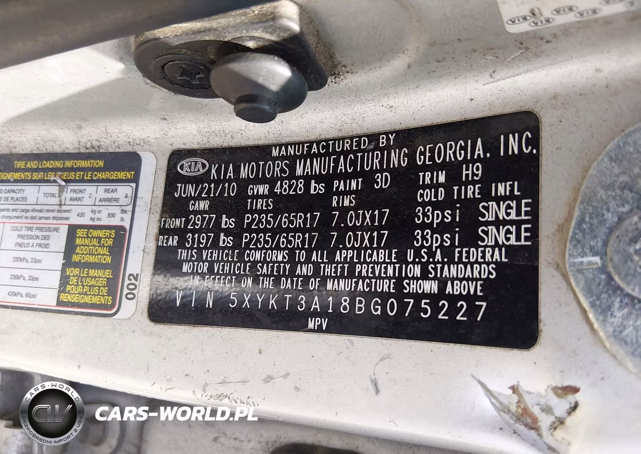 2011 Kia Sorento Lx VIN:5XYKT3A18BG075227 - 9