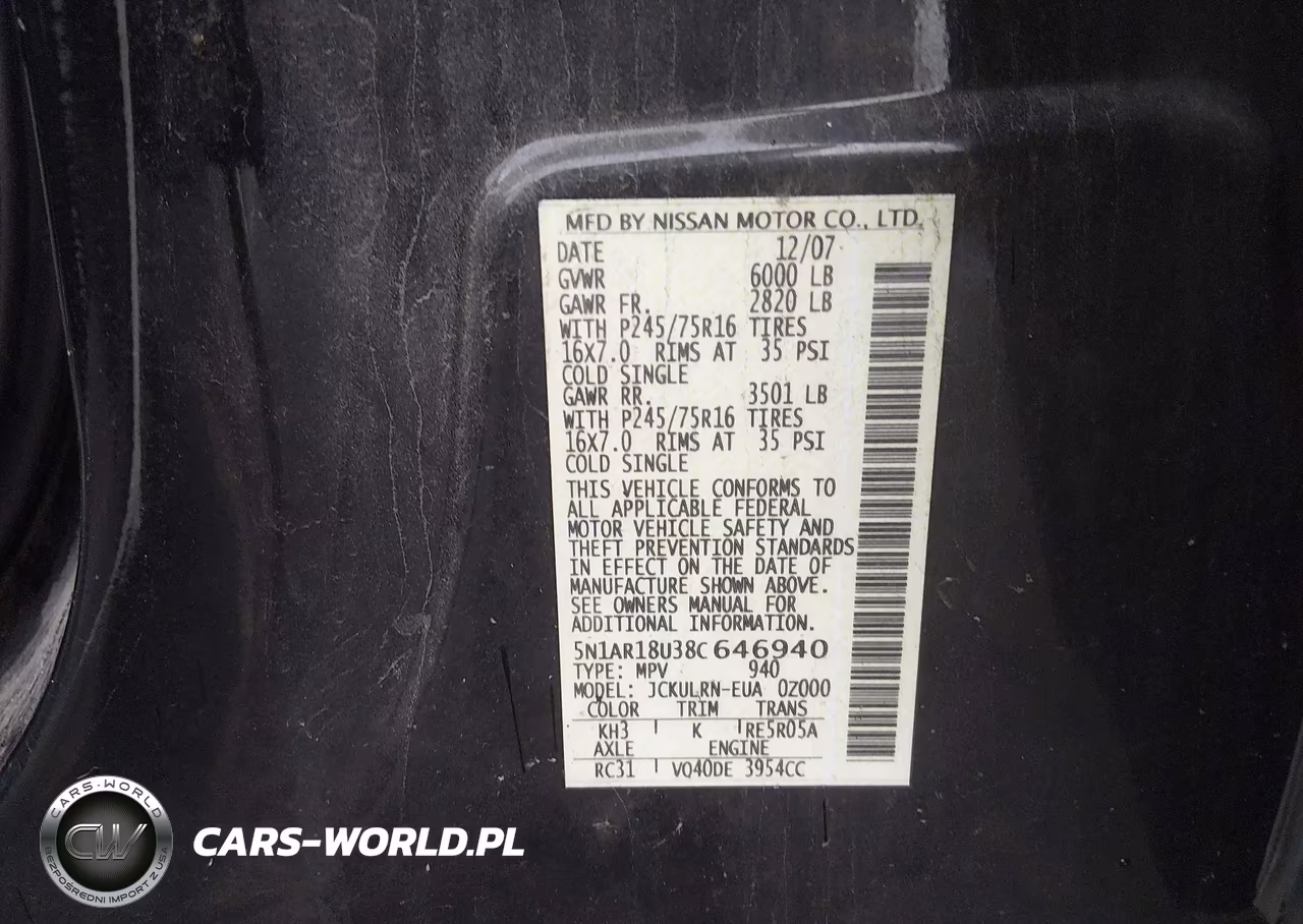 2008 Nissan Pathfinder S VIN:5N1AR18U38C646940 - 9