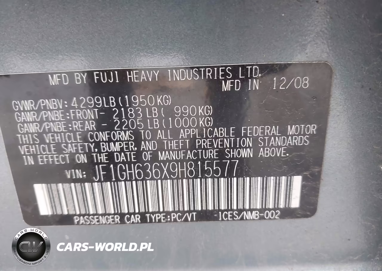 2009 Subaru Impreza Outback Sport VIN:JF1GH636X9H815577 - 9