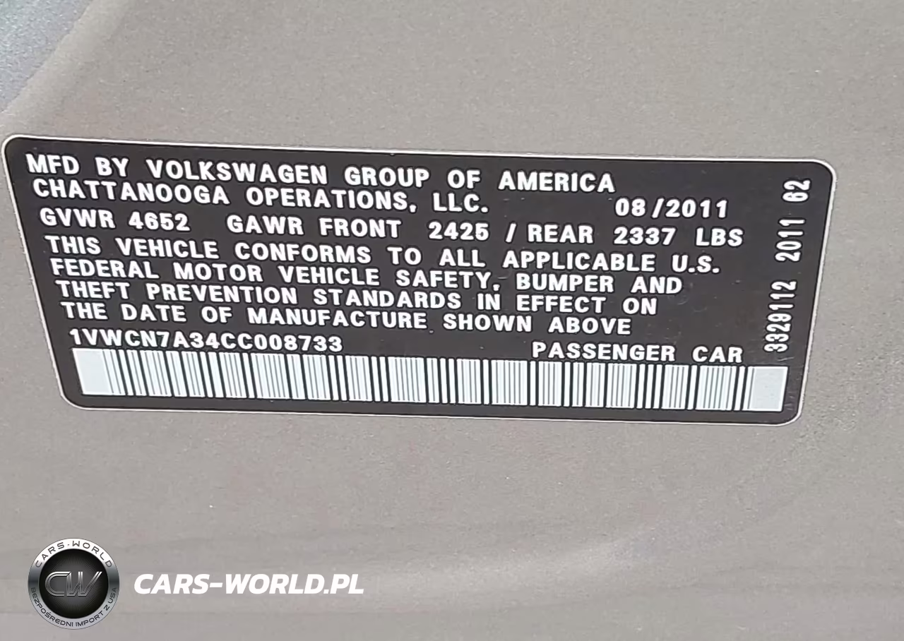 2012 Volkswagen Passat 2.0L Tdi Sel Premium VIN:1VWCN7A34CC008733 - 9