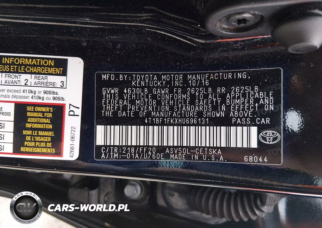 2017 Toyota Camry Se VIN:4T1BF1FKXHU696131 - 9