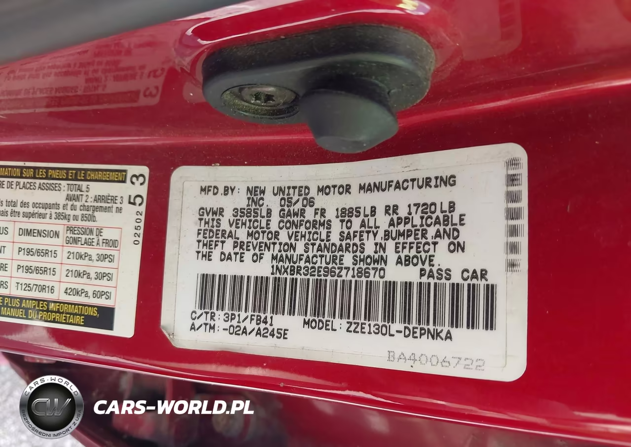 2006 Toyota Corolla Le VIN:1NXBR32E96Z718670 - 9