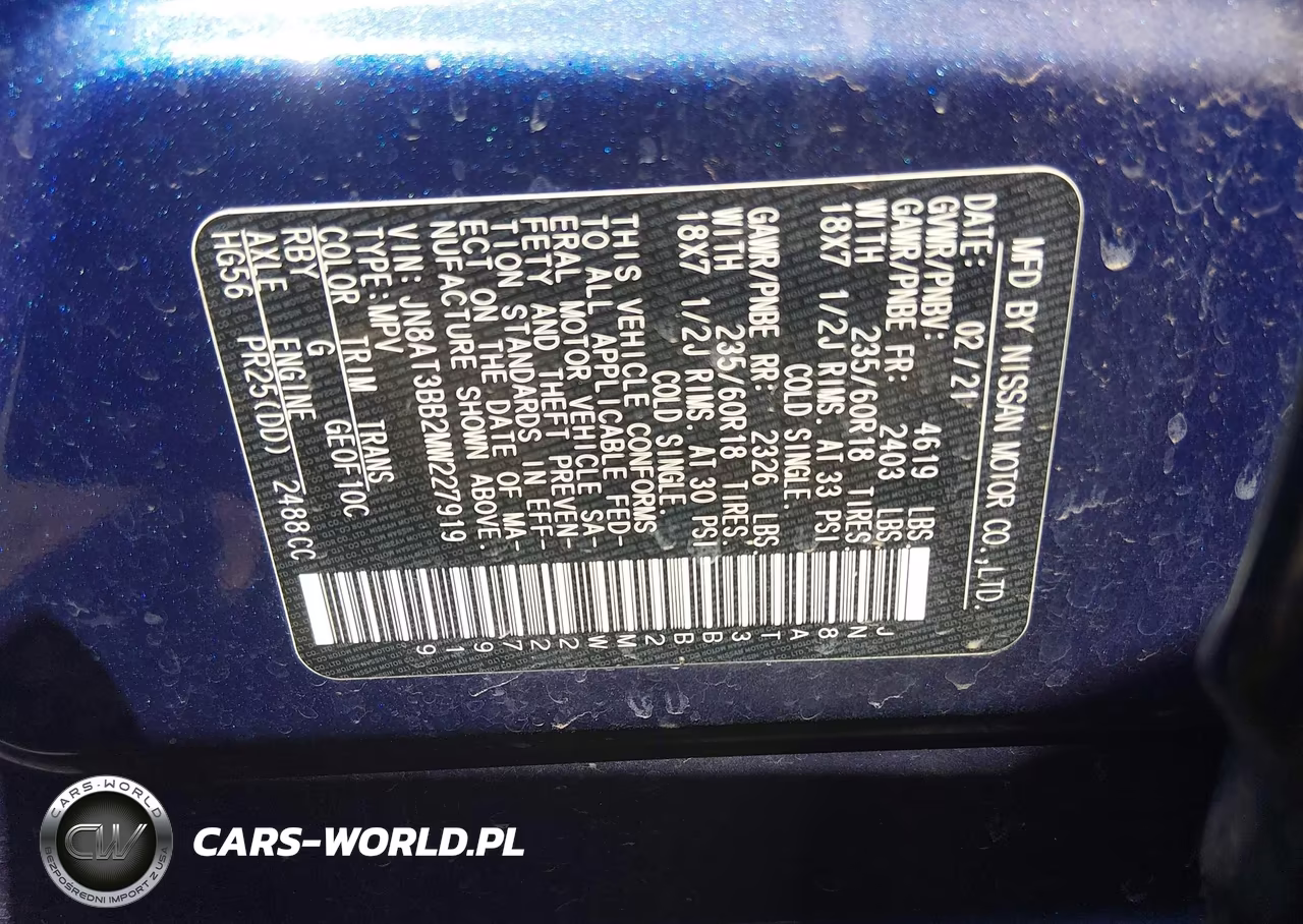 2021 Nissan Rogue Sv Intelligent Awd VIN:JN8AT3BB2MW227919 - 9