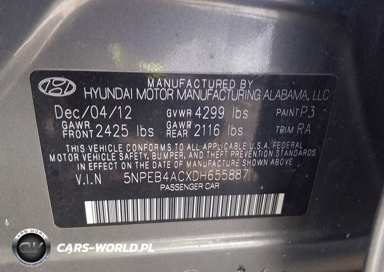 2013 Hyundai Sonata Gls VIN:5NPEB4ACXDH655887 - 9