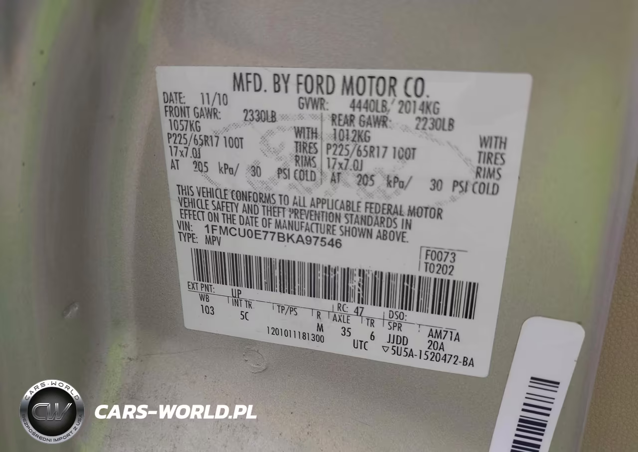 2011 Ford Escape Limited VIN:1FMCU0E77BKA97546 - 9