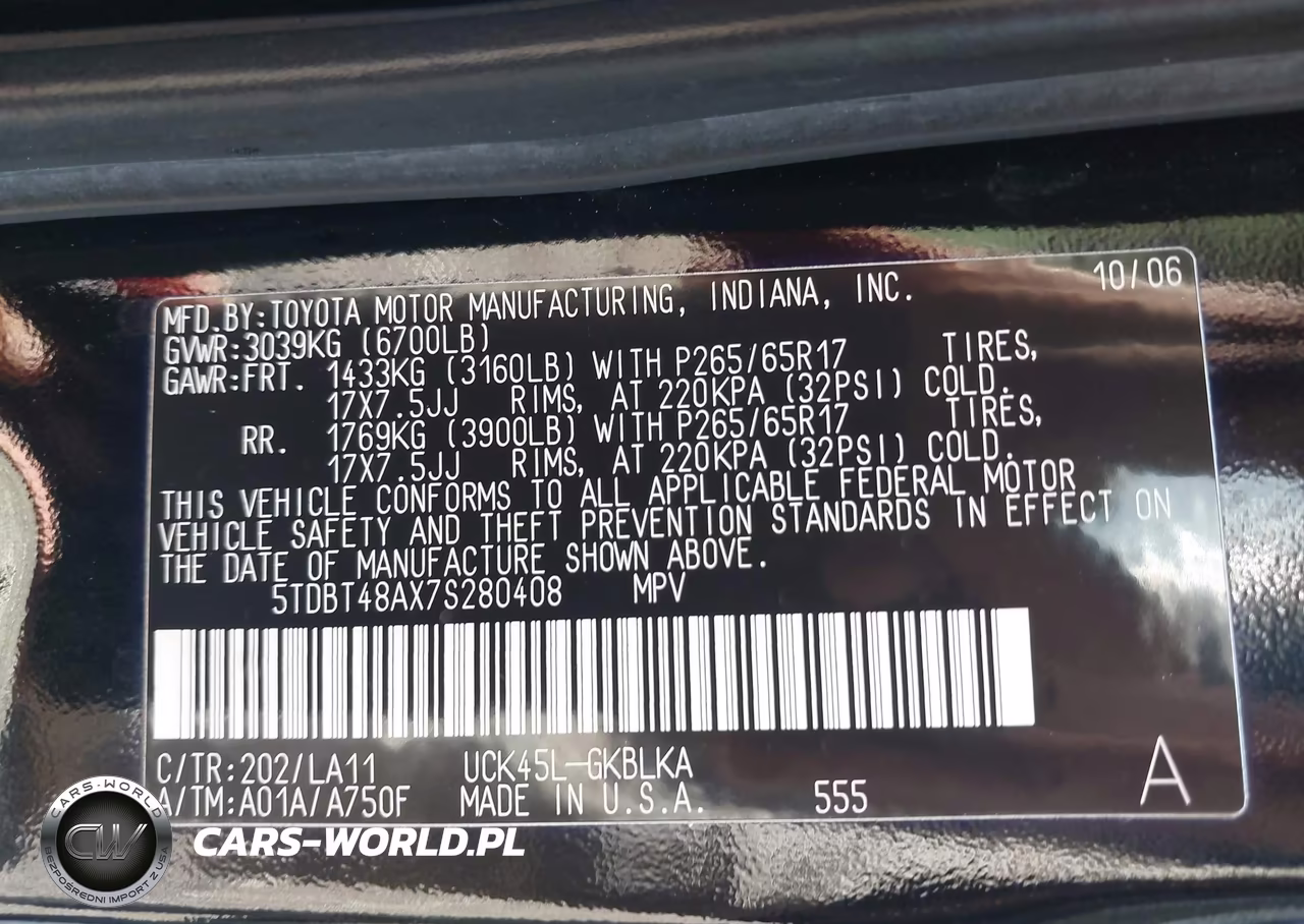 2007 Toyota Sequoia Limited VIN:5TDBT48AX7S280408 - 9