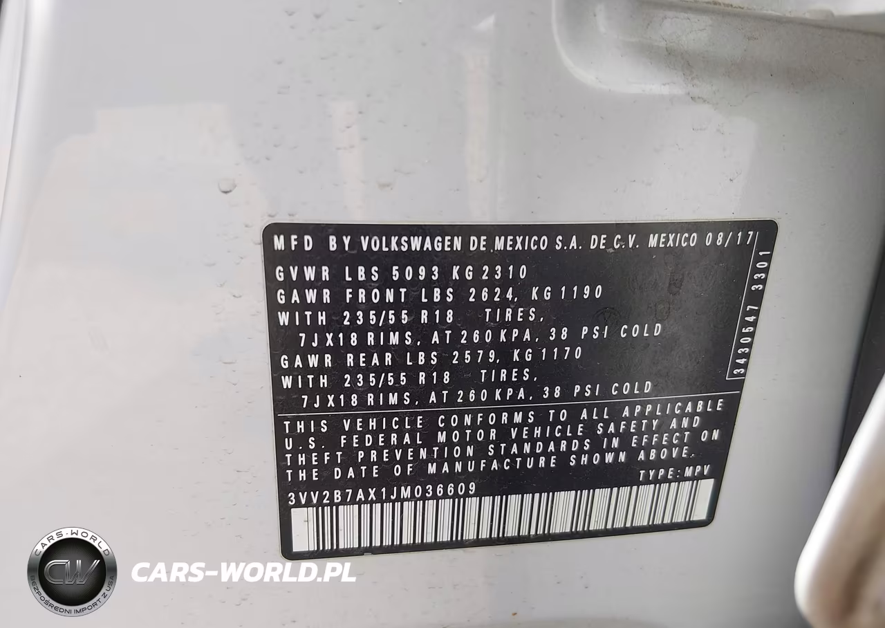 2018 Volkswagen Tiguan 2.0T Se-2.0T Sel VIN:3VV2B7AX1JM036609 - 9
