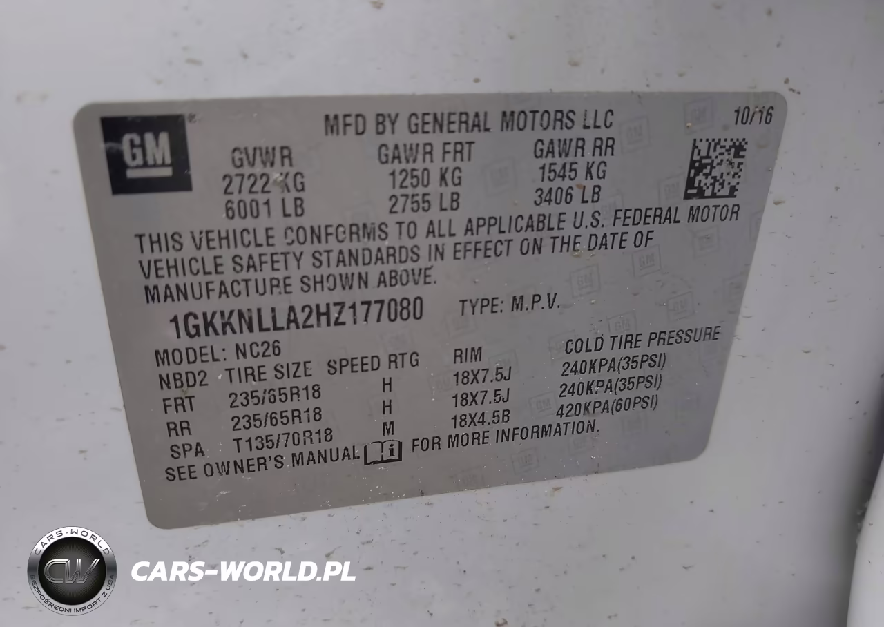 2017 GMC Acadia Sle-2 VIN:1GKKNLLA2HZ177080 - 9