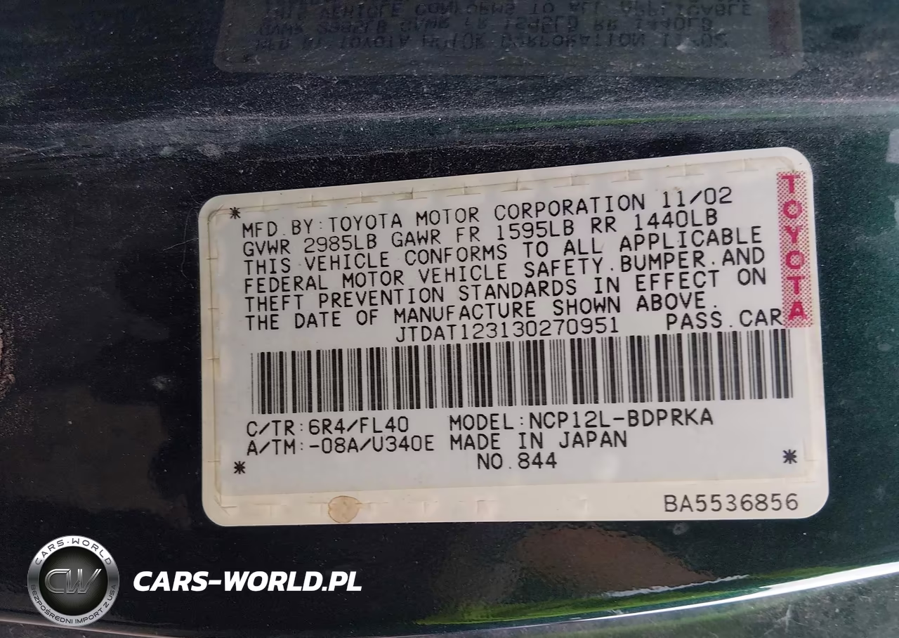 2003 Toyota Echo VIN:JTDAT123130270951 - 9
