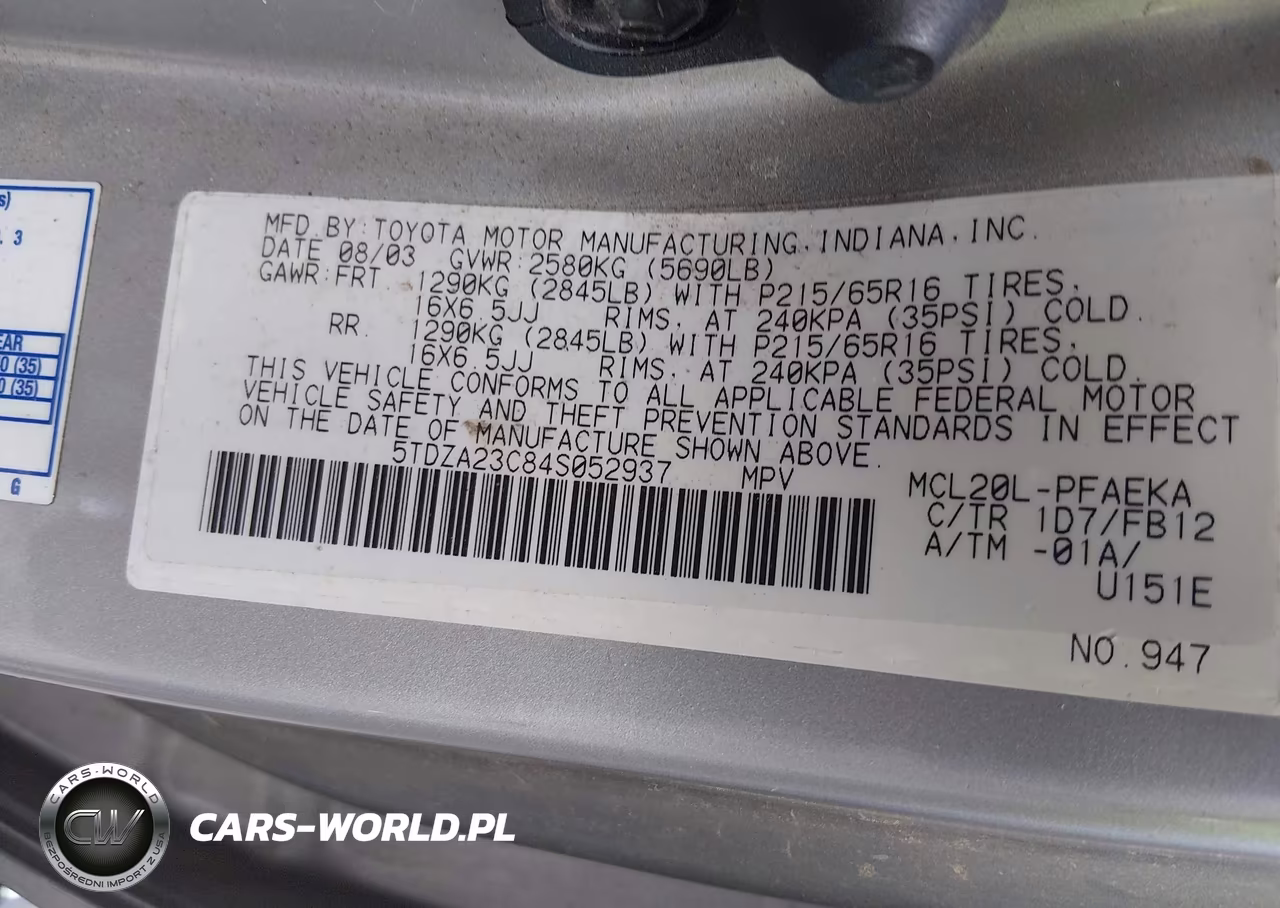 2004 Toyota Sienna Le VIN:5TDZA23C84S052937 - 9