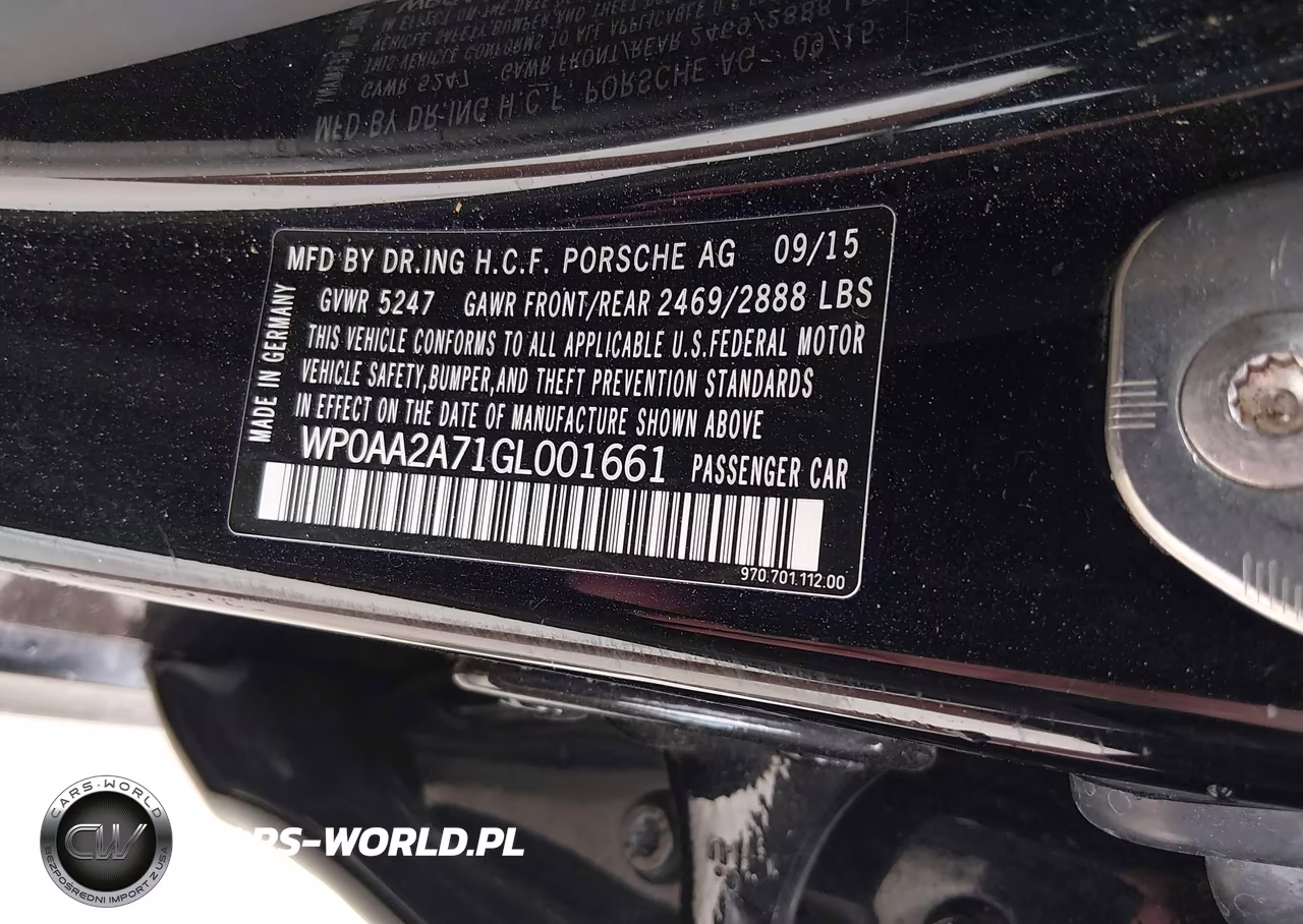 2016 Porsche Panamera 2 VIN:WP0AA2A71GL001661 - 9