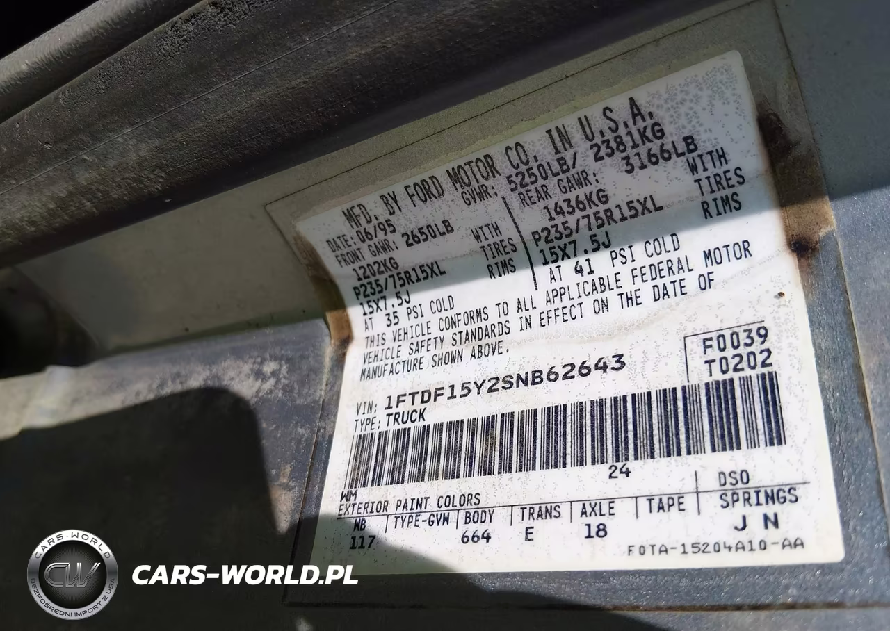 1995 Ford F150 VIN:1FTDF15Y2SNB62643 - 9