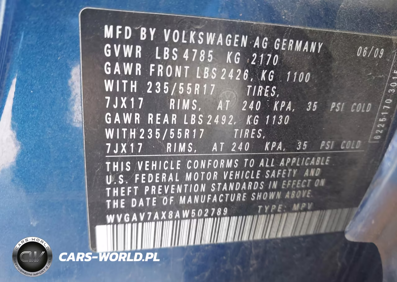 2010 Volkswagen Tiguan Se VIN:WVGAV7AX8AW502789 - 9